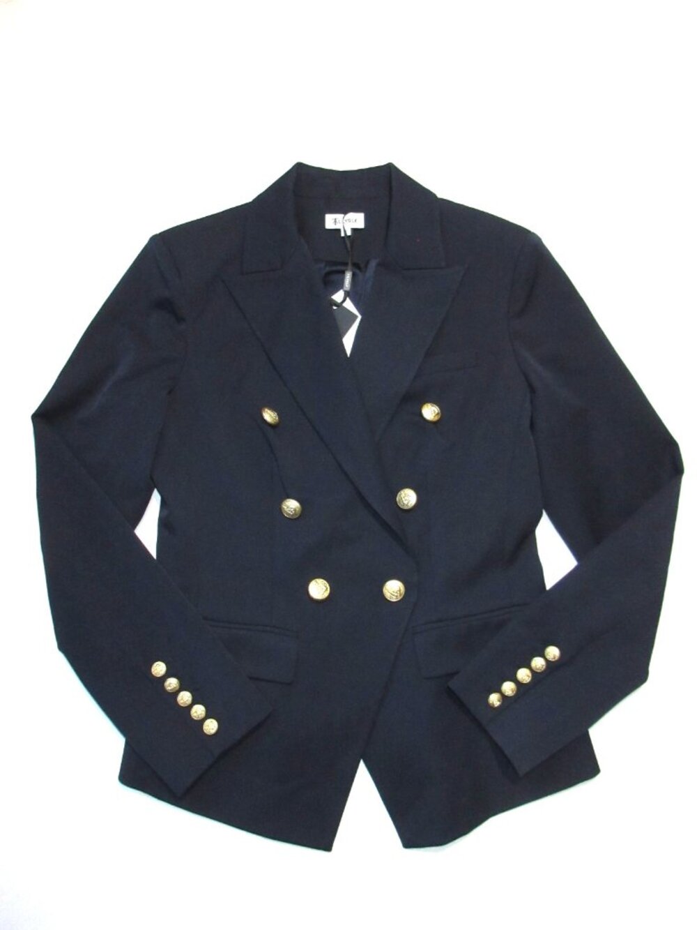 NWT Lilysilk Classic Double Breasted Slim Blazer in Navy Blue Stretch Jacket 8